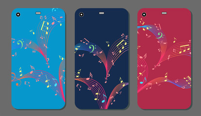 Phone cover design with music heart. Vector