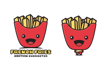 cute french fries mascot, snack cartoon illustration
