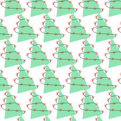 pattern of a blue Christmas tree with lights