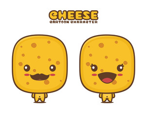 cute cheese mascot, isolated on white background