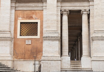 Campidoglio Square Architecture Detail with Columns in Rome, Italy