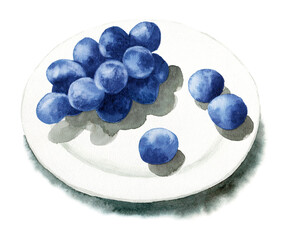 アナログ水彩白い皿にのせた巨砲