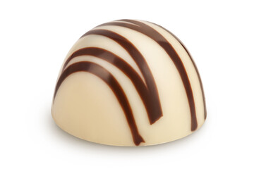 white chocolate candy isolated on white background with clipping path and full depth of field