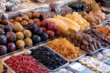 traditional georgian caucassian sweets on a market