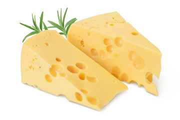 piece of cheese isolated on white background with clipping path and full depth of field