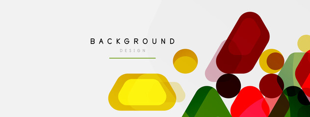 Color bubbles and rounded geometric shapes on white. Vector geometric minimal abstract background for wallpaper, banner, background, landing page