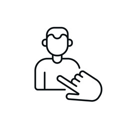 Finger touch linear icon. Staff search thin line customizable illustration. Contour symbol. Vector isolated outline drawing. Editable stroke