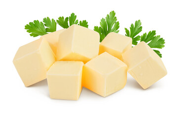 butter cube isolated on white background with clipping path and full depth of field