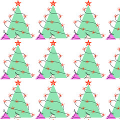 pattern of a blue Christmas tree with lights