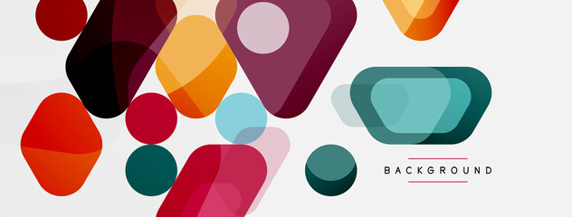 Abstract round geometric shapes and circles background. Trendy techno business template for wallpaper, banner, background or landing