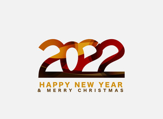 2022 Happy New Year and Merry Christmas design element. Celebration vector template