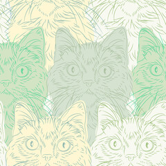 Fototapeta premium Cats seamless pattern. Cute pets vector background