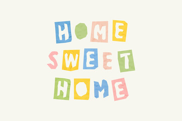 Paper cut typography font vector home sweet home phrase