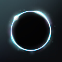 Abstract Glowing Circle isolated on dark background, Elegant Light ring. Vector Illustration