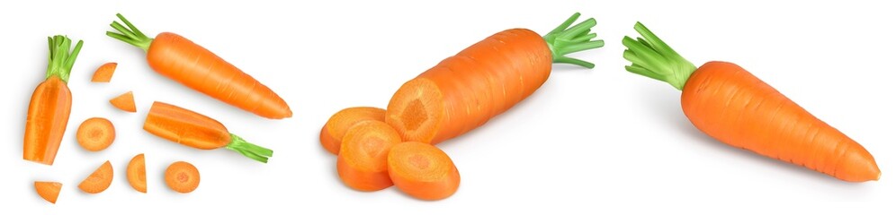 Carrot isolated on white background . Set or collection