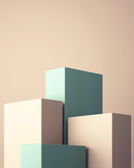 3d podium for mock up for product presentation, abstract pastel color background, 3d rendering