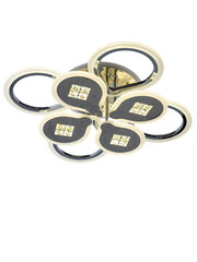 LED chandelier with different colored illumination on a white background