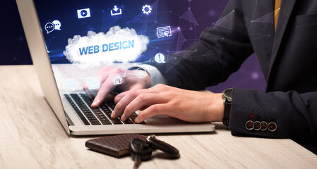 Businessman working with laptop concept