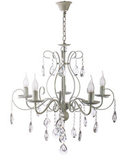 LED chandelier with different colored illumination on a white background