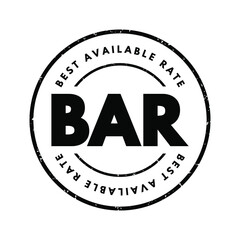 BAR - Best Available Rate, acronym business concept background