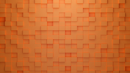 Abstract orange square background. 3D rendering cube. Modern Wallpaper.