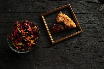 traditional Romanian tart with apples and cinnamon made in the oven; autumn dessert