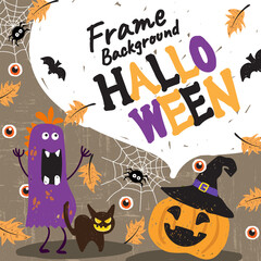 halloween holiday frame background card vector illustration design 05