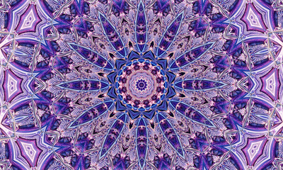 Cute Flower Kaleidoscope Portrait with Purple Blue and White Colors