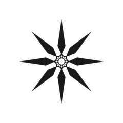 compass rose isolated on white.Abstract star ornament, black and white,template vector stock