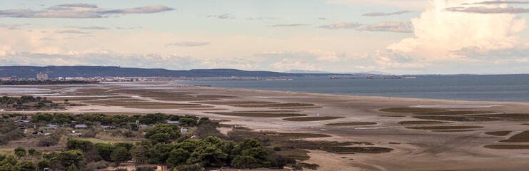 Vue aérienne de la plage des Coussoules à La Franqui