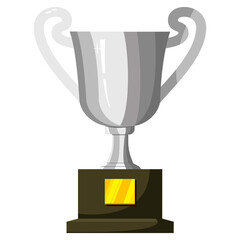 Flat vector illustration of cups. The prize for the second place. Victory.