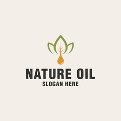 Nature oil logo template on monogram style