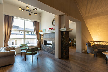 Lounge area in a modern hotel