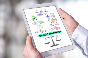 Social business concept on a tablet