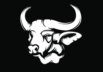Cape buffalo hunting logo. Buffalo isolated vector. Catle farm modern emblem.