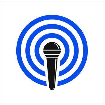 microphone icon with signal circle.