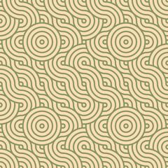 Asian style mandala seamless pattern. Geometric seamless ornaments for fabric, textile, paper background. Japanese motif wavy mandala pattern design. 