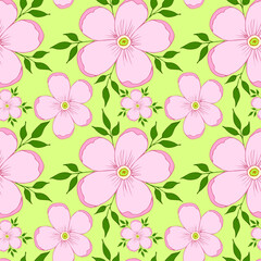 Vector pattern pink flowers. For printing on fabric. Blooming apple tree.