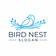 bird nest logo design vector illustration