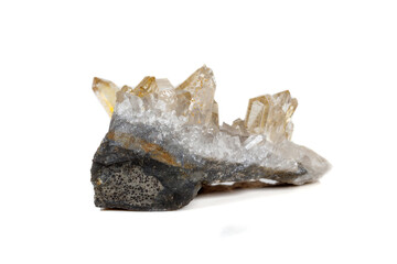 Macro Mineral Stone Crystals Citrine on a white background