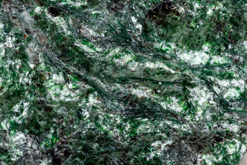 Macro mineral stone Fuchsite on a white background