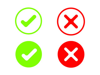 green check and red cross symbols. squared vector signs. Element of web icon for mobile concept and web apps- illustration