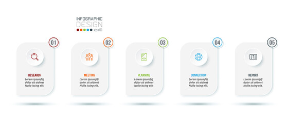 Business infographic  template with step or option design.