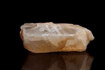 Macro mineral stone Moonstone a black background