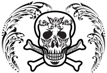 line Thai pattern and skulls design