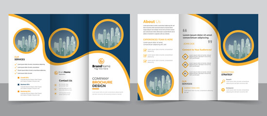 Creative corporate modern business trifold brochure template, trifold layout, horizontal layout brochure.