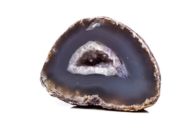 Macro mineral stone Agate breed a white background