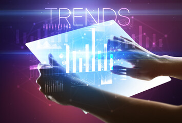 Hand holding futuristic, business concept