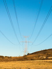 High voltage tower in the Spanish countryside.