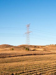 High voltage tower in the Spanish countryside.